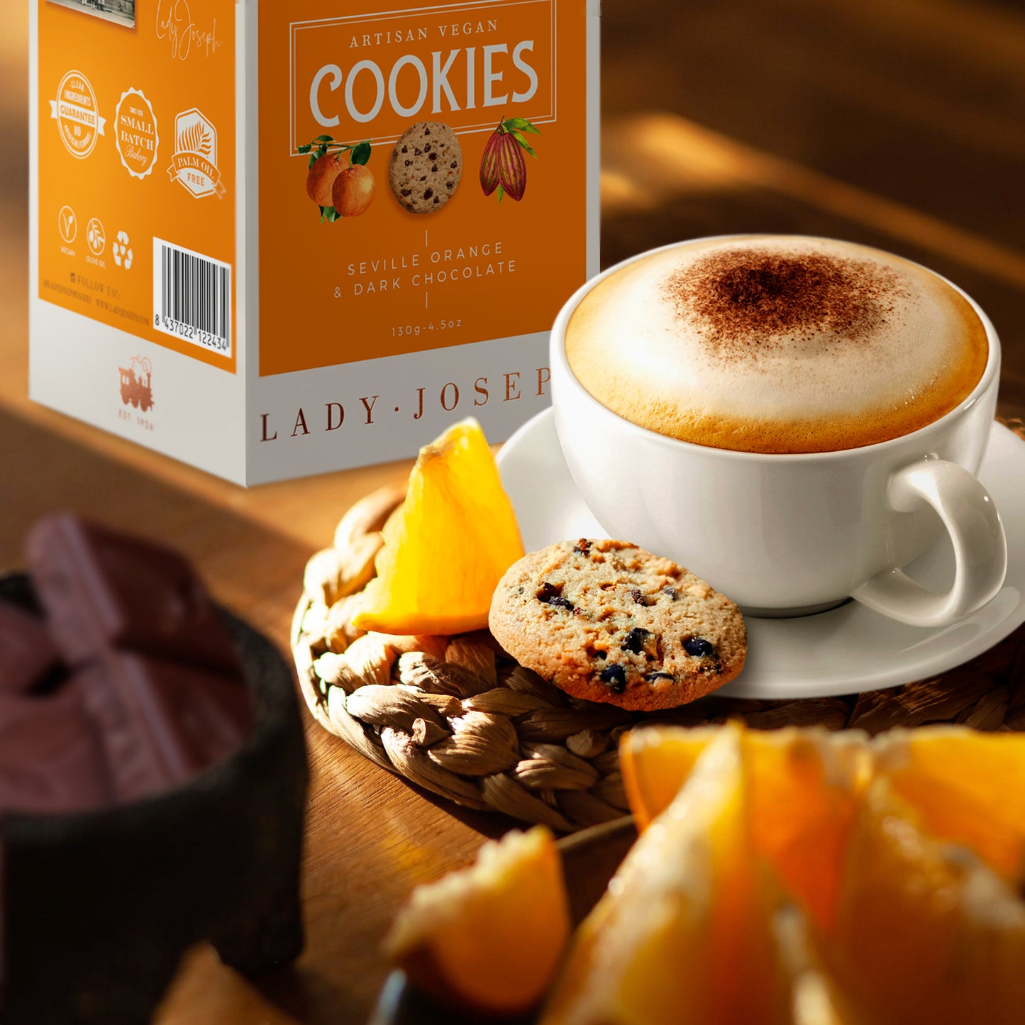 Cookies de chocolate negro y naranja de Sevilla.