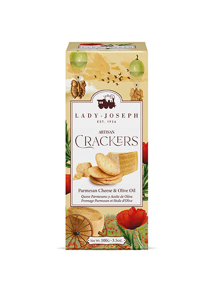 Artisan Crackers with Parmigiano Reggiano Cheese and olive oil.
