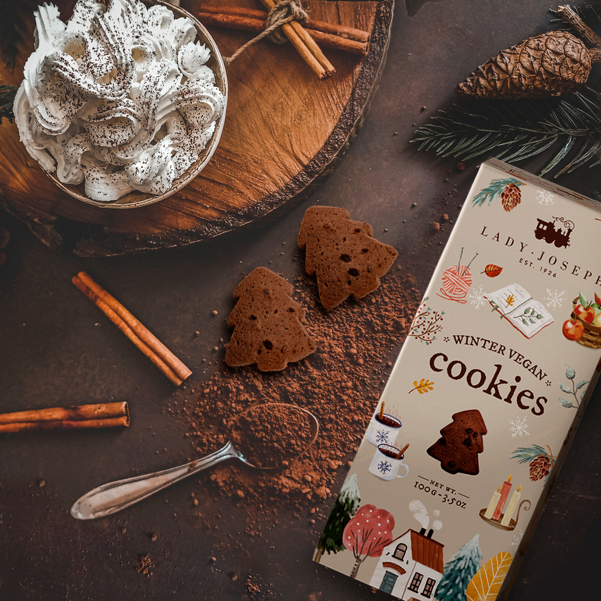 Deliciosas galletas de invierno con nibs de cacao.