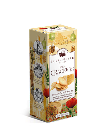 Artisan Crackers with Parmigiano Reggiano Cheese and olive oil.