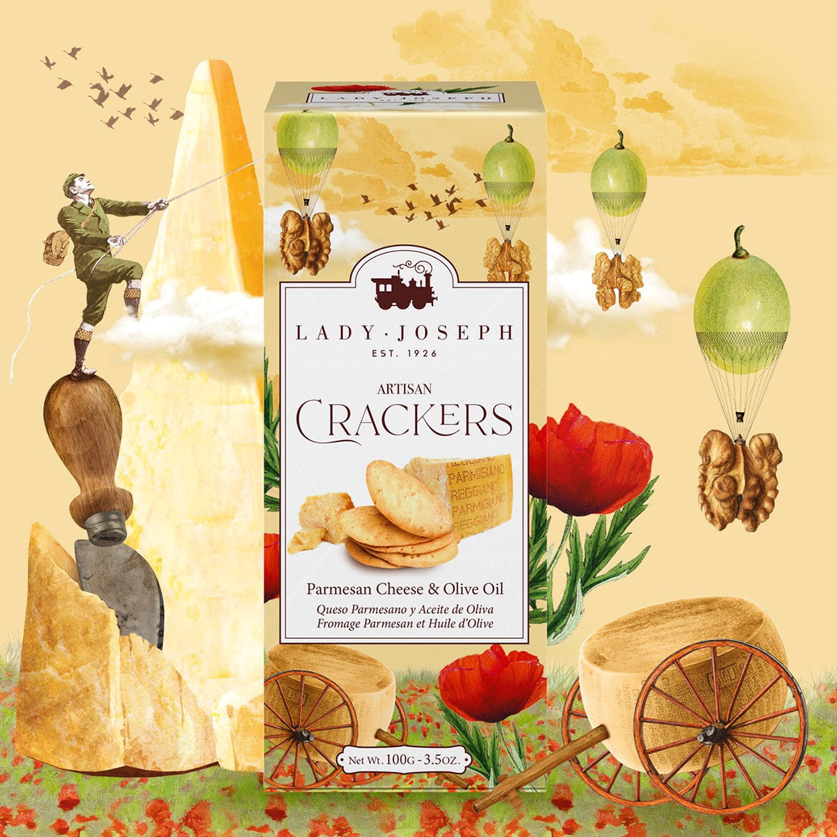Craquelins artisanaux au fromage Parmigiano Reggiano et à l'huile d'olive.