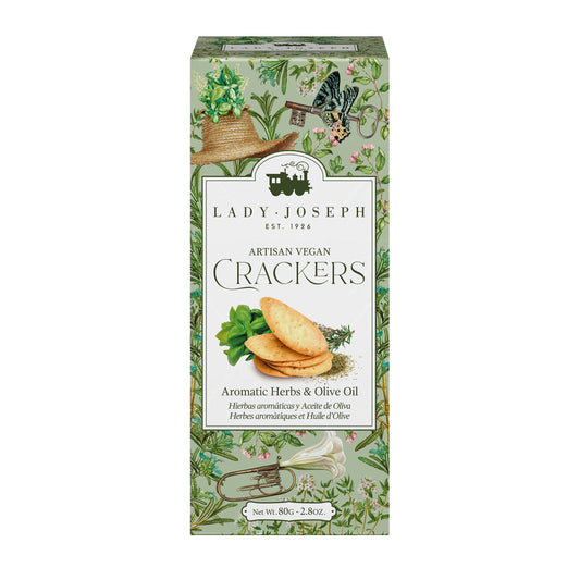 Crackers veganos artesanos con aceite de oliva y hierbas aromáticas.