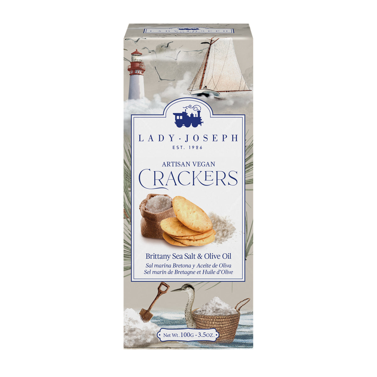 Crackers végétaliens artisanaux au sel marin de Guérande (France) et à l'huile d'olive.